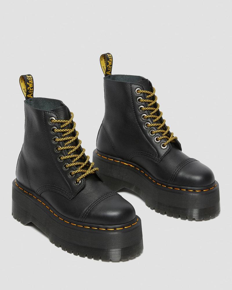 Dr Martens Sinclair Max Pisa Læder Platform Støvler Dame Sort | DK 256JPQ